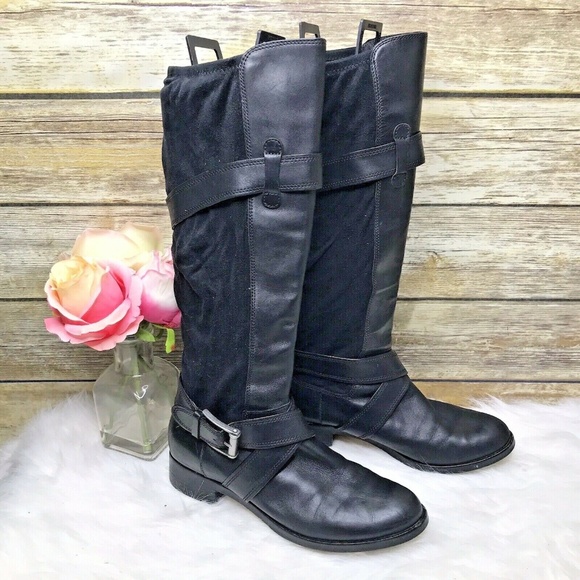 Cole Haan Air Whitley Black Leather Buckle Boots